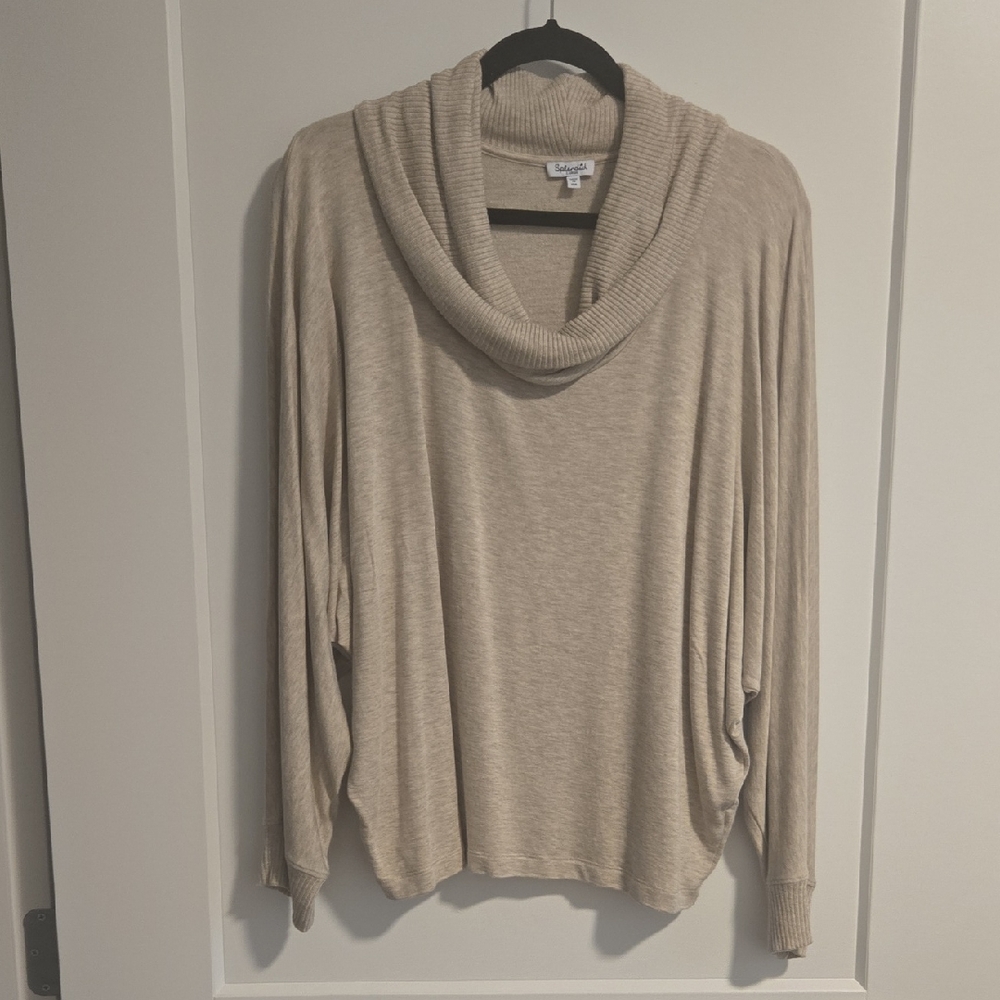 Splendid Light Heathered Beige Cowl Neck Dolman Sleeve Sweater